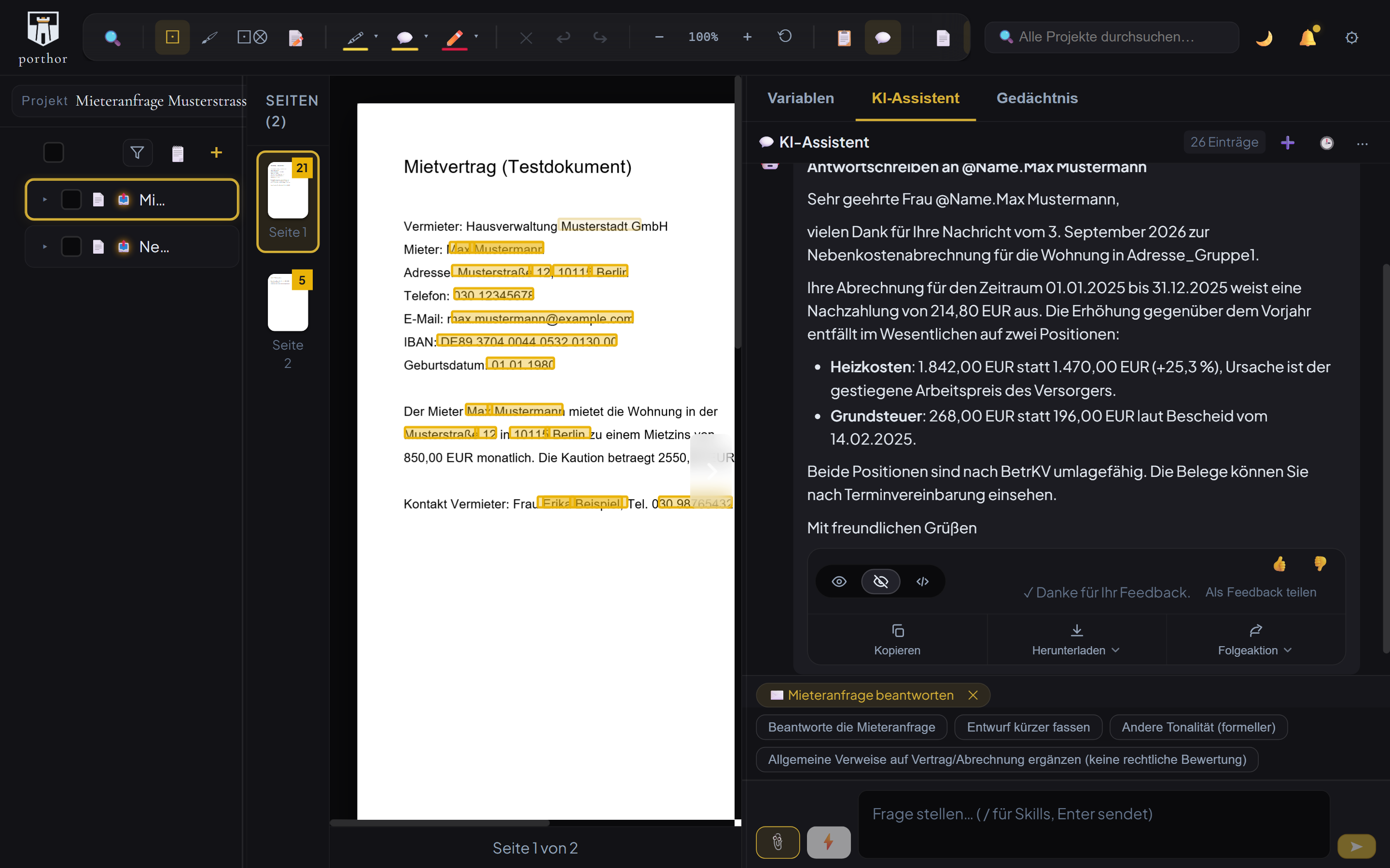 porthor: Der Dialog
